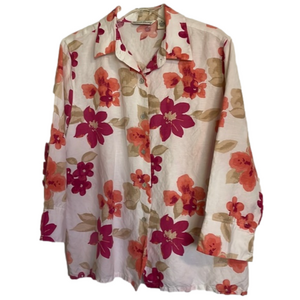 FRENCH LAUNDRY Floral Button Down Collared Blouse, Women’s M, Multicolor